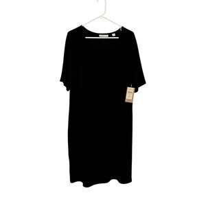 Coldwater Creek Women's Black Short Sleeve Tunic Midi Dress Size W20 NWT NEW